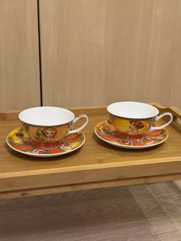 Aladenko fine bone china puodeliai su lėkštutėmis (2 vnt.) - , namai ir interjeras 2