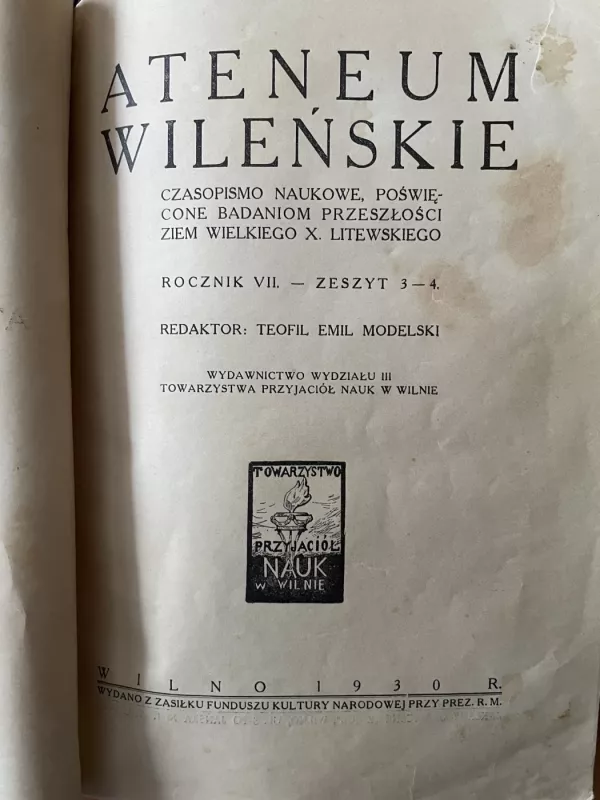 ATENEUM WILENSKIE VII - Jan Jakubowski, knyga 3