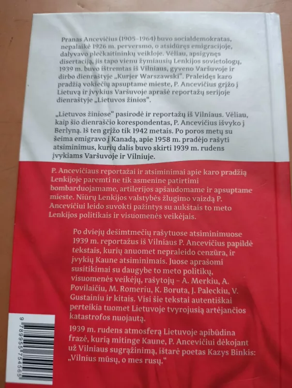Varšuva - Vilnius: 1939 Ruduo - Pranas Ancevičius, knyga 4
