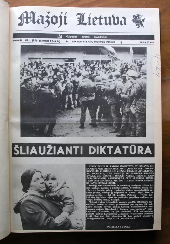 Mažoji Lietuva (savaitraštis) 1991 - Redaktorius: Kęstutis Oginskas, knyga 2
