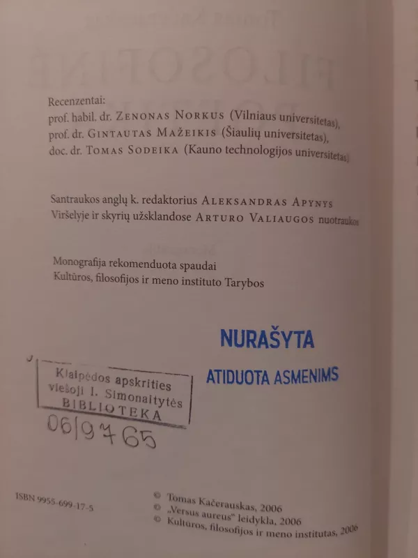 Filosofinė poetika - Tomas Kačerauskas, knyga 3