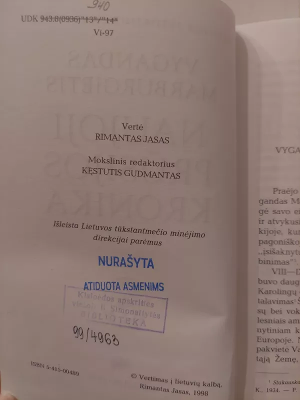 Naujoji Prūsijos kronika - Vygandas Marburgietis, knyga 3