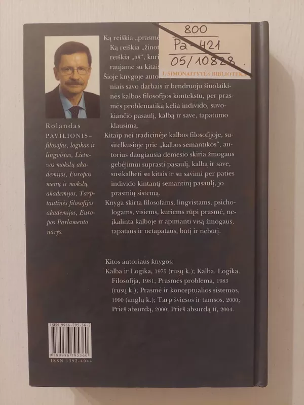 Prasmė ir tapatumas, arba kelionė į save - Rolandas Pavilionis, knyga 4