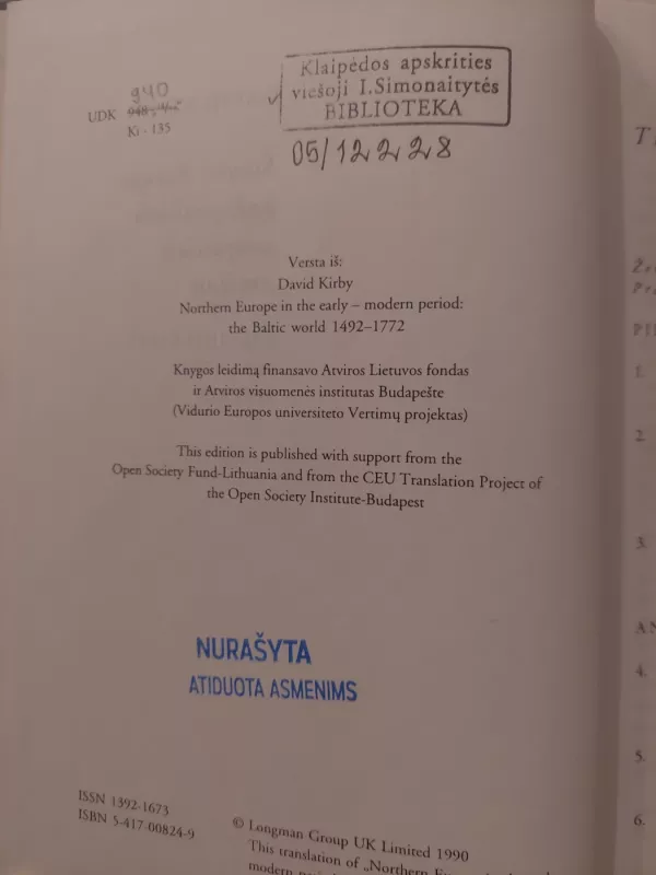 Šiaurės Europa ankstyvaisiais naujaisiais amžiais - David Kirby, knyga 3