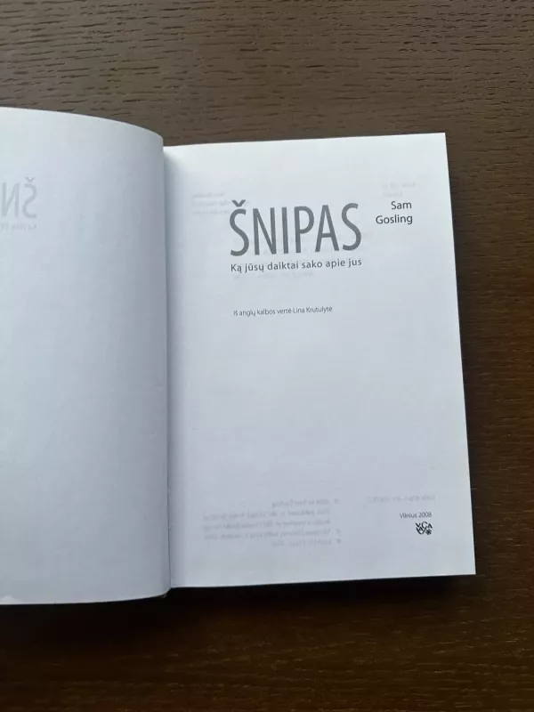 Šnipas: Ką jūsų daiktai sako apie jus - Sam Gosling, knyga 5
