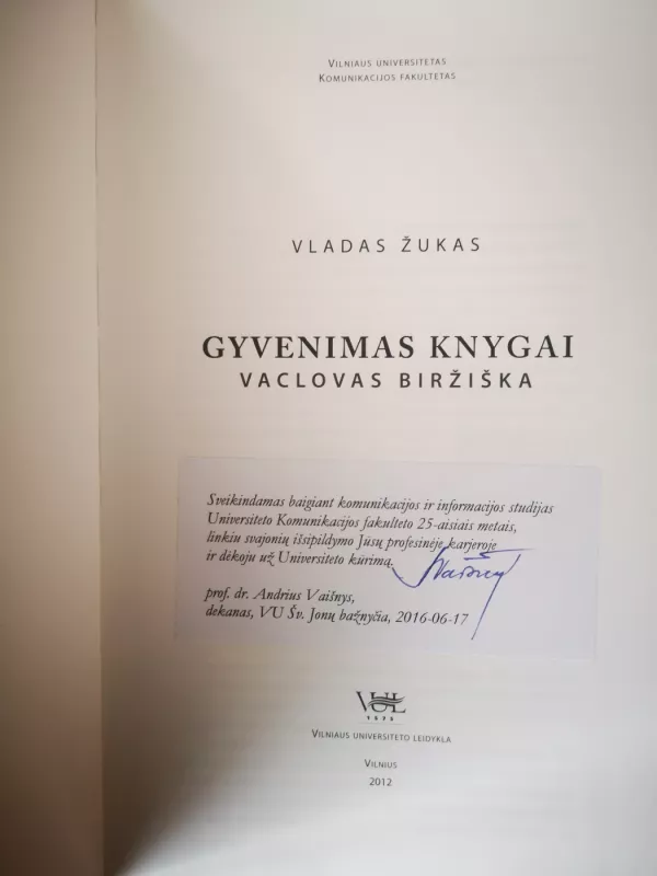 Gyvenimas knygai: Vaclovas Biržiška - Vladas Žukas, knyga 3