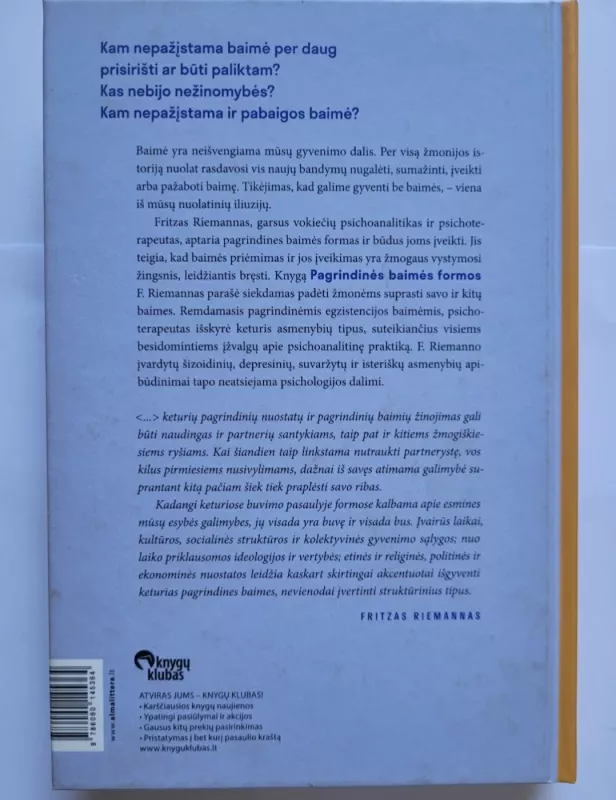 Pagrindinės baimės formos - Fritz Riemann, knyga 3