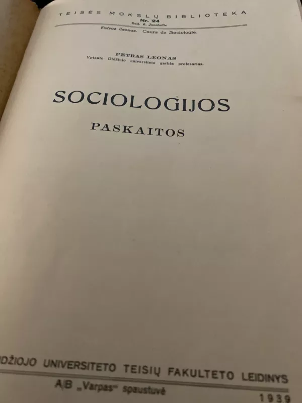Sociologijos paskaitos - Petras Leonas, knyga 3