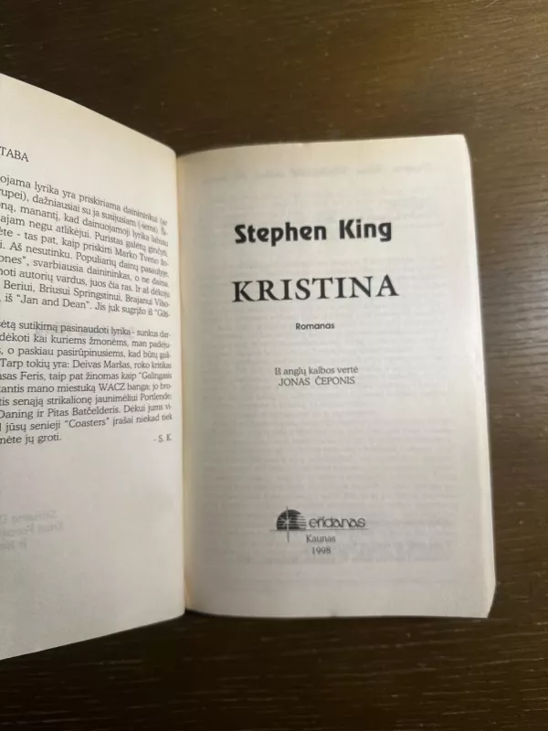 Kristina - Stephen King, knyga 5