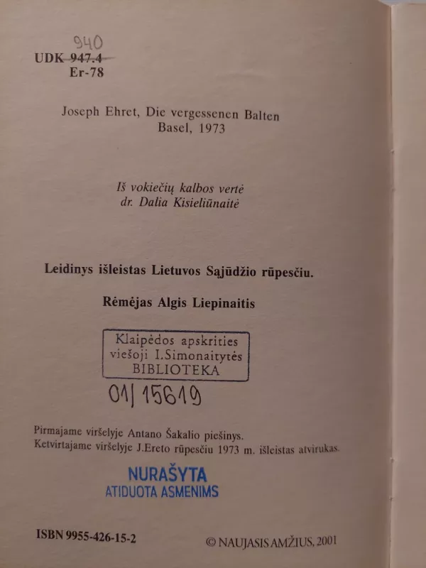 Užmirštieji baltai - Juozas Eretas, knyga 3