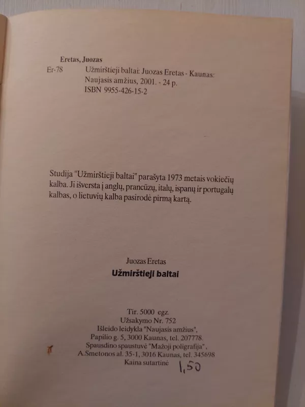 Užmirštieji baltai - Juozas Eretas, knyga 4