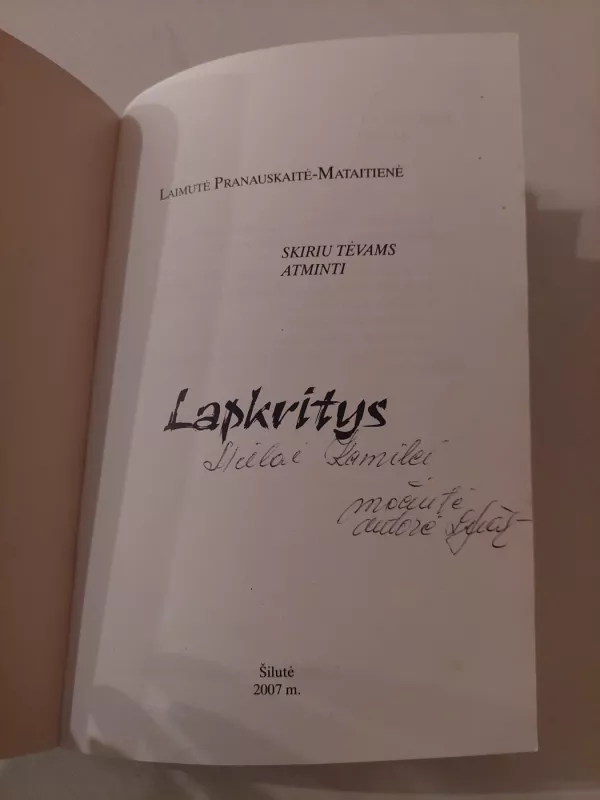 Lapkritys - Laimutė Pranauskaitė - Mataitienė, knyga 3