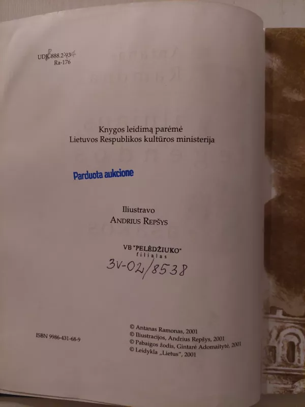 Vilniaus legendos. Pasakos - Antanas Ramonas, knyga 3