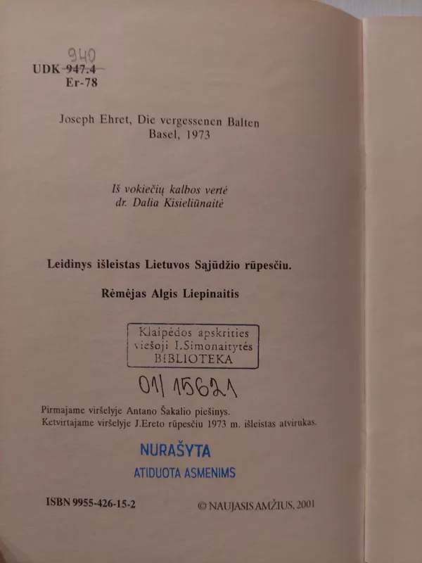 Užmirštieji baltai - Juozas Eretas, knyga 3