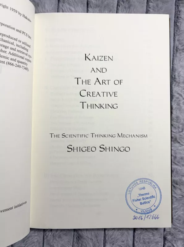 Kaizen and the Art of Creative Thinking - Shigeo Shingo, knyga 5