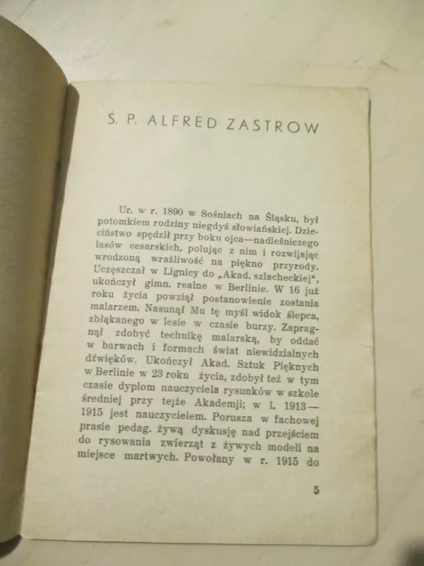 Š.p. Alfred Zastrow 1890-XI-1929 Pośmiertna wystawa obrazow - Autoriu kolektyvas, knyga 5