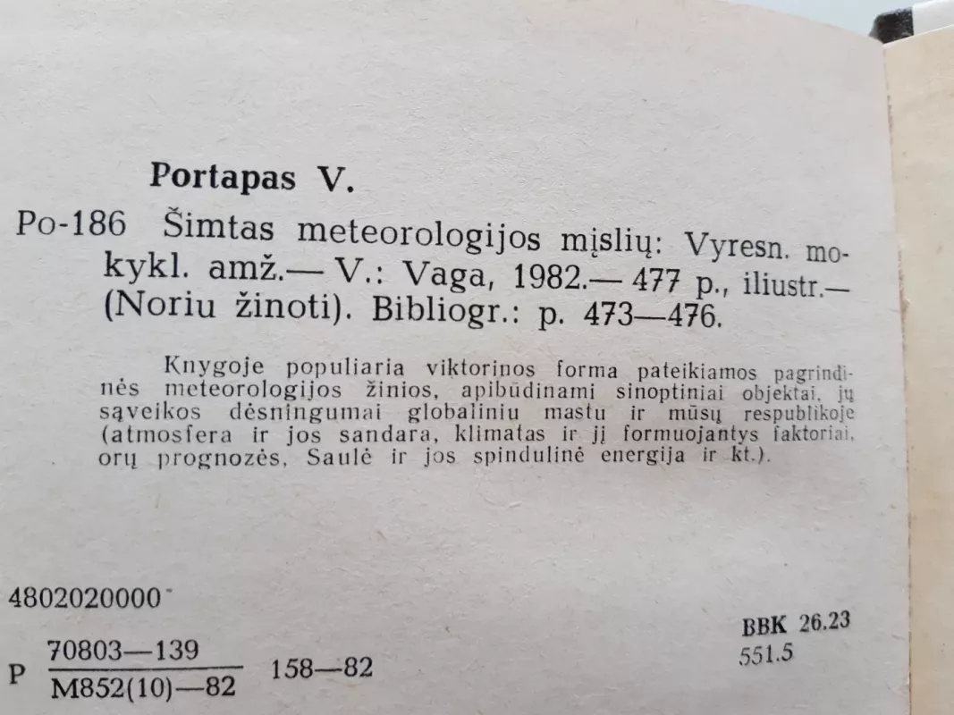Šimtas meteorologijos mįslių - Vladas Portapas, knyga 3