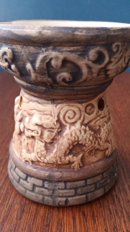 Keraminė eterinių aliejų žvakidė su drakonais, 10cm aukštis - , namai ir interjeras 6