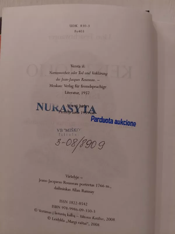 Keistuolio išmintis, arba Žano Žako Ruso mirtis ir triumfas - Lion Feuchtwanger, knyga 3