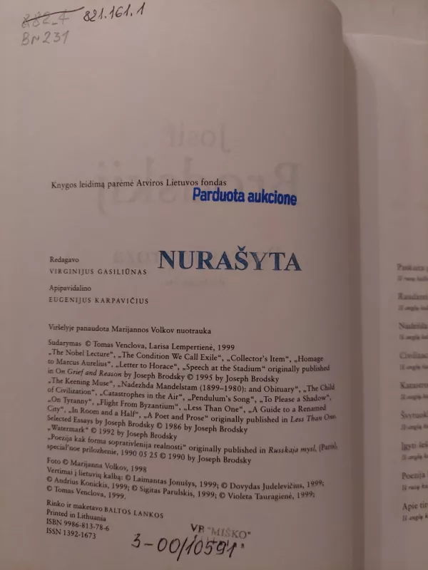Poetas ir proza. Rinktinės esė - Josif Brodskij, knyga 3