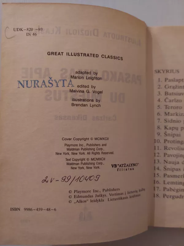 Pasakojimas apie du miestus. Iliustruota didžioji klasika - Dikensas, knyga 3