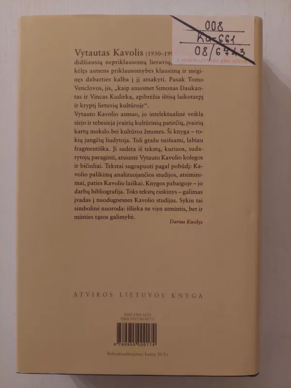 Asmuo ir idėjos - Vytautas Kavolis, knyga 4