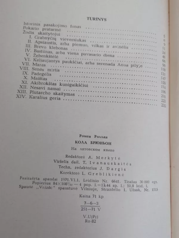 Kola Brenjonas - Romenas Rolanas, knyga 6