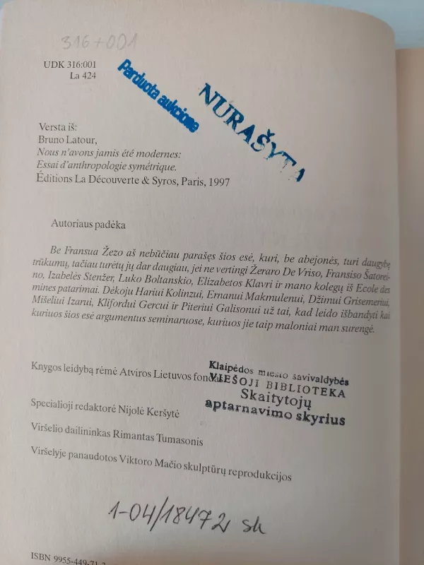Mes niekada nebuvome modernūs - Bruno Latour, knyga 3