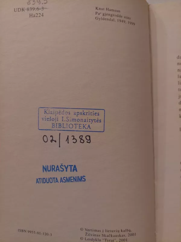 Užžėlusiais takais - Knut Hamsun, knyga 3