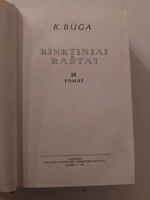 Rinktiniai raštai - K. Būga, knyga 3