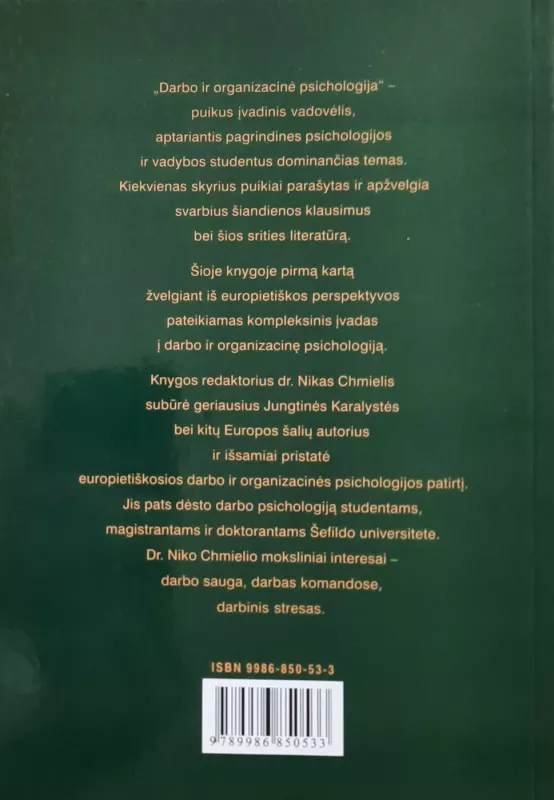 Darbo ir organizacinė psichologija - Red. dr. Nik Chmiel, knyga 3