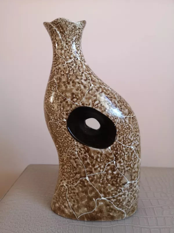Išskirtinės formos keramikinė ruda vaza - , namai ir interjeras 2