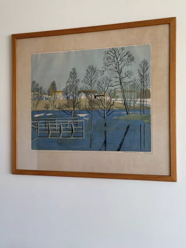 Vintage švedų grafikos dailininko paveikslas - , namai ir interjeras 4