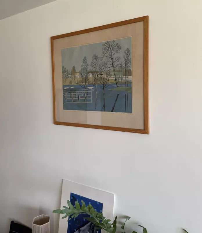 Vintage švedų grafikos dailininko paveikslas - , namai ir interjeras 3