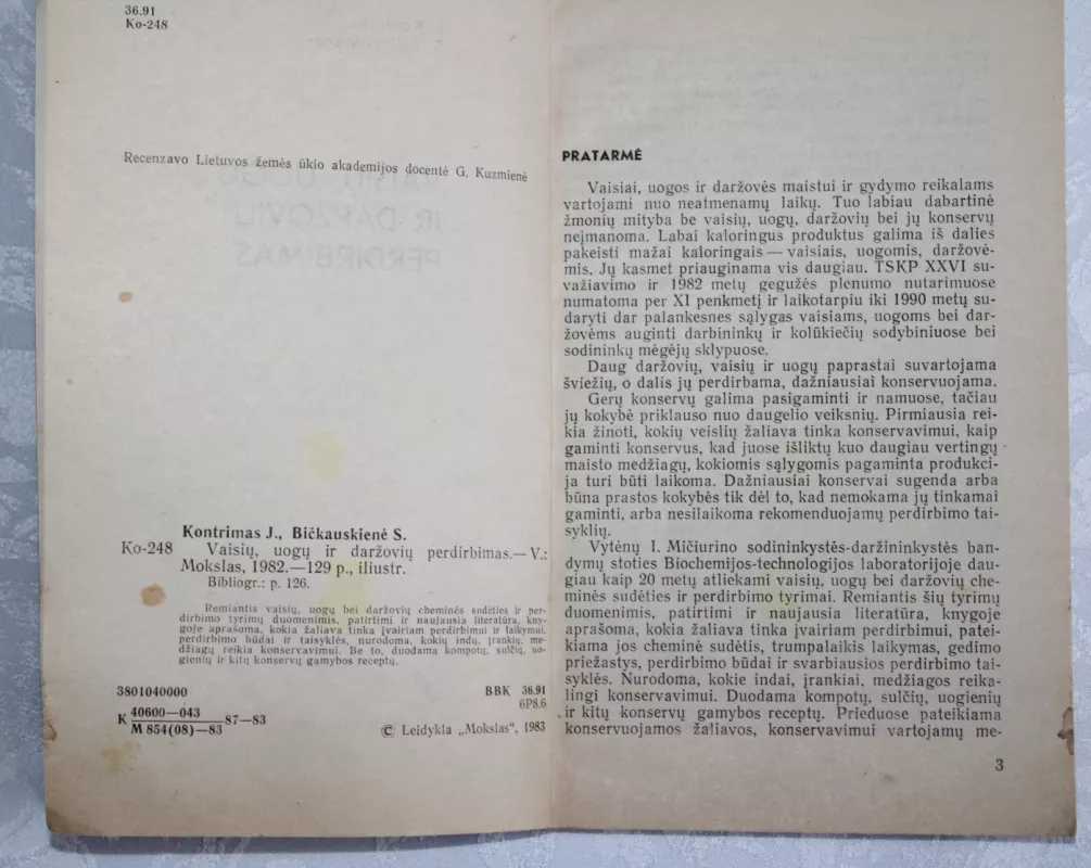 Vaisių, uogų ir daržovių perdirbimas - J. Kontrimas, knyga 4