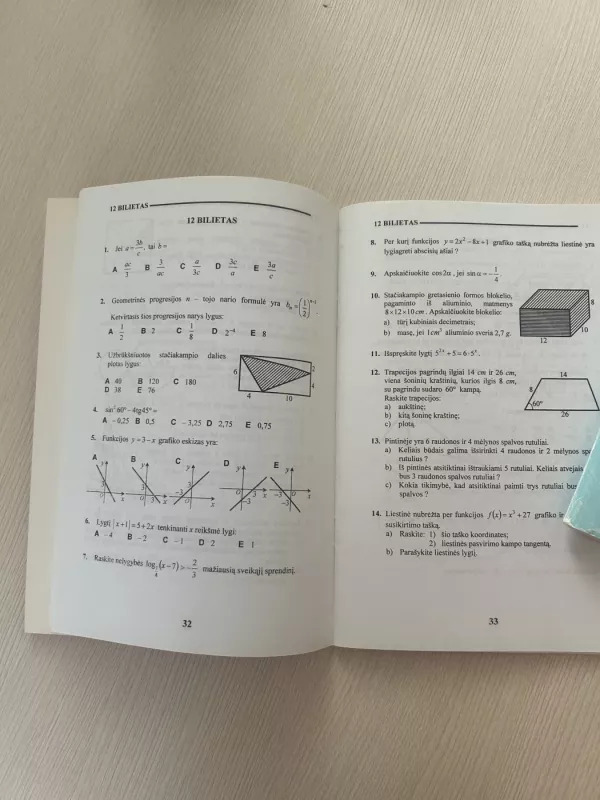 mokyklinės matematikos kompleksinio kartojimo bilietai  besirengiantiems laikyti matematikos mokyklinį brandos egzaminą - V. Mosckus A. Jocaitė, knyga 3