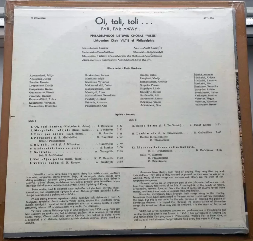 Oi, toli, toli - Filadelfijos lietuvių choras "Viltis" , plokštelė 3