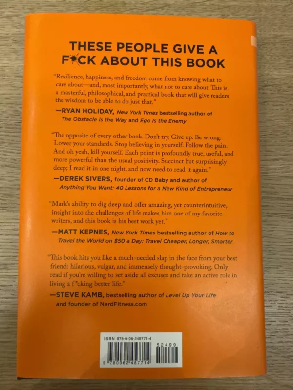 The Subtle Art of Not Giving a F*ck: A Counterintuitive Approach to Living a Good Life - Mark Manson, knyga 3