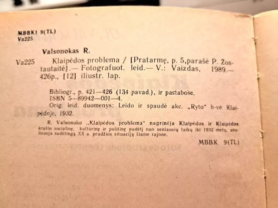 Klaipėdos problema - R. Valsonokas, knyga 3