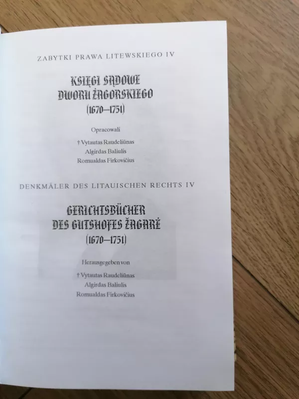 Žagarės dvaro teismo knygos - Raudeliūnas Vytautas ir kiti (parengėjai), knyga 5