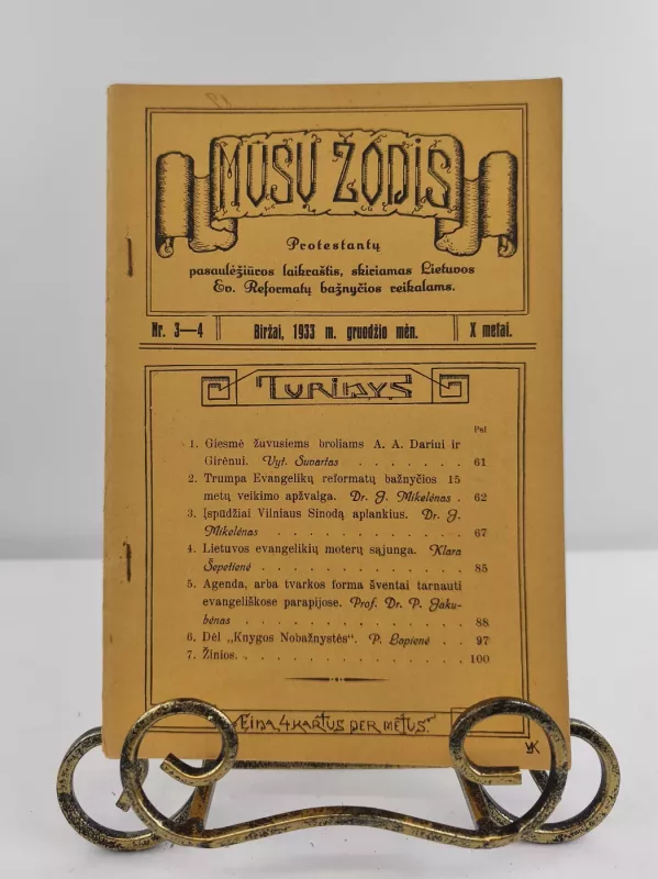 Mūsų žodis Nr. 3-4, 1933m. gruodžio mėn. - Autorių kolektyvas (įvairūs), knyga 3