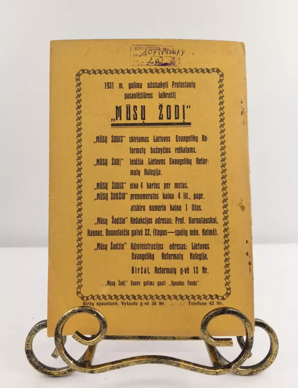 Mūsų žodis Nr. 3-4, 1930m. gruodžio mėn. - Autorių kolektvas, knyga 3