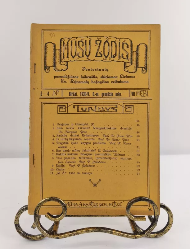 Mūsų žodis Nr. 3-4, 1930m. gruodžio mėn. - Autorių kolektvas, knyga 4