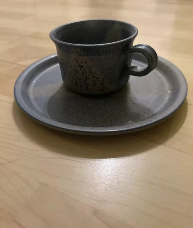 Vintage rankų darbo keraminis puodelis su lėkštute - , namai ir interjeras 2