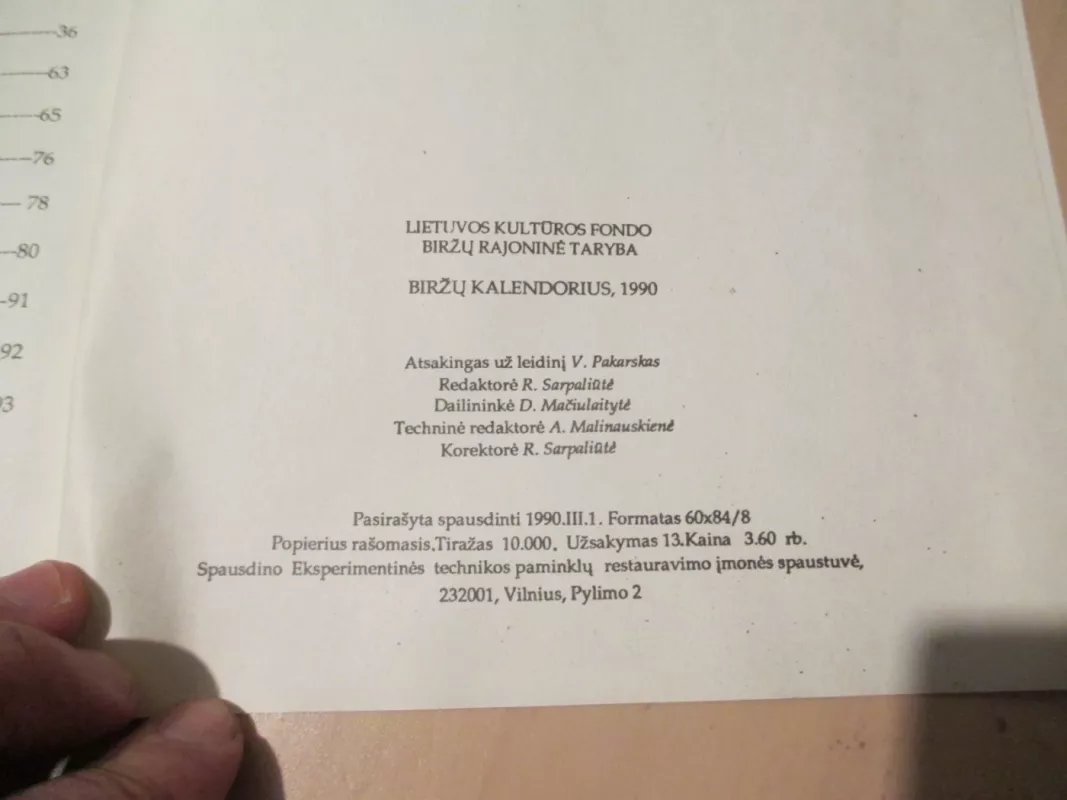 Biržų kalendorius 1990 - Autorių Kolektyvas, knyga 4