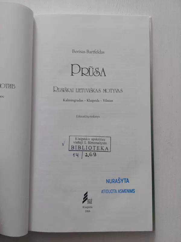 Prūsa. Rusiškai lietuviškas motyvas - Borisas Bartfeldas, knyga 3