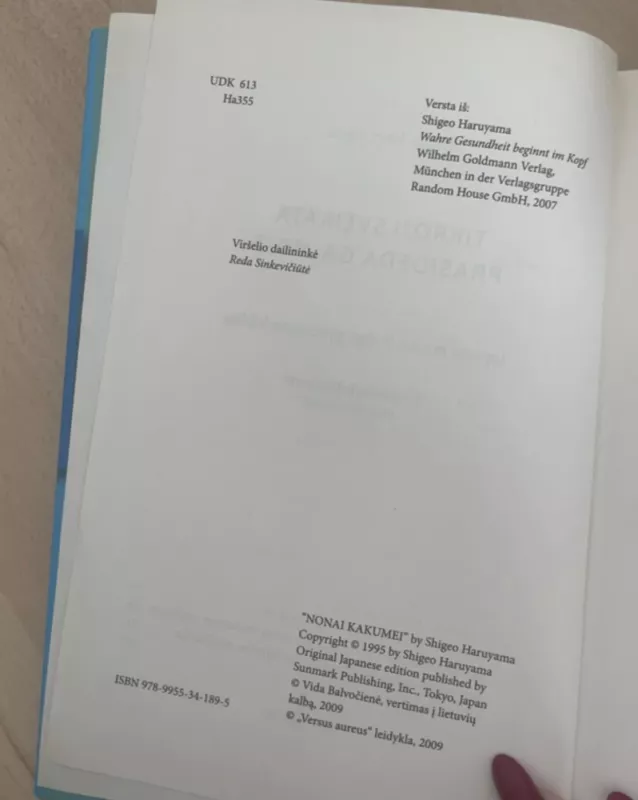 Tikroji sveikata prasideda galvoje - Shiego Haruyama, knyga 5