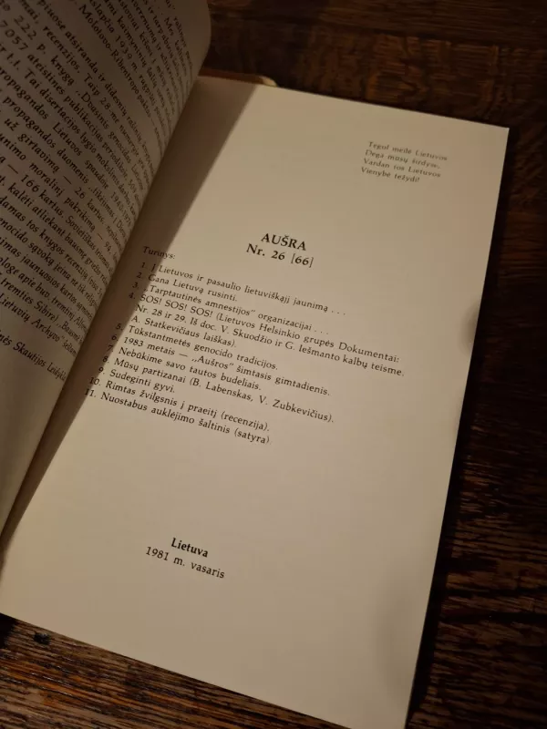Žurnalo Aušros rinkinys VI (apima 26-30 numerius, 1981 vasario - 1982 kovo datomis - Red. Jonas Dainauskas, knyga 3