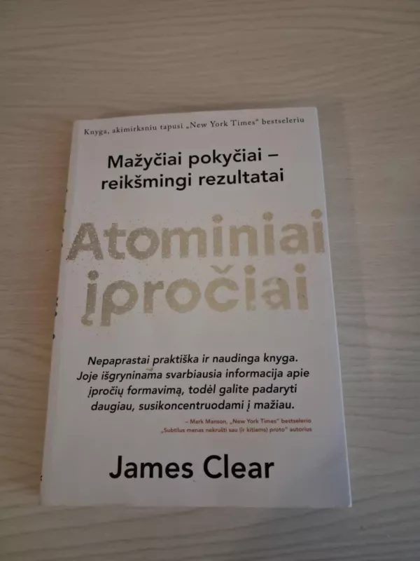 ATOMINIAI ĮPROČIAI: lengvas ir patikrintas būdas išsiugdyti gerus įpročius ir nugalėti blogus - James Clear, knyga 2