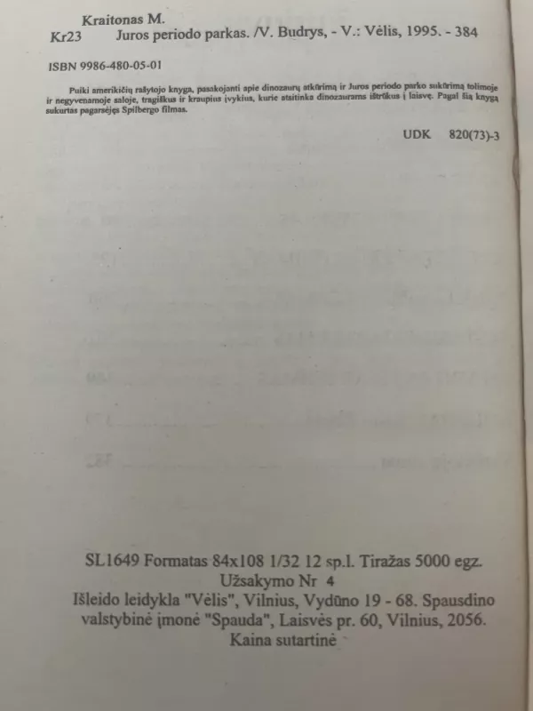 Juros periodo parkas - Michael Crichton, knyga 3